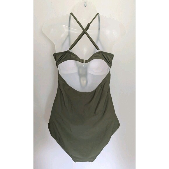 Womens Cupshe Vintage Green Babydoll Boho Lace Plunge One Piece Swimsuit SZ M - Picture 2 of 13